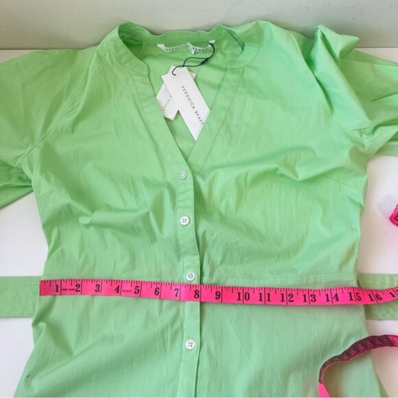 VERONICA BEARD Molly Belted Flare Shirt Dress in Pistachio Size 8 - Picture 11 of 14